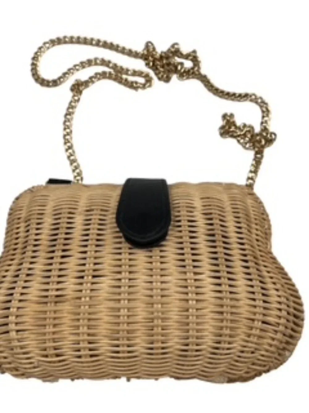A New Day Clam Shell Ratan Crossbody purse / clutch